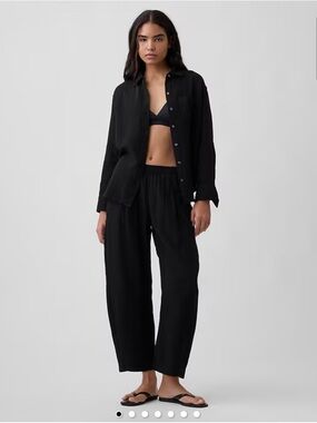 Gap Factory Mid Rise Pull-On Barrel Gauze Pants NWT Large